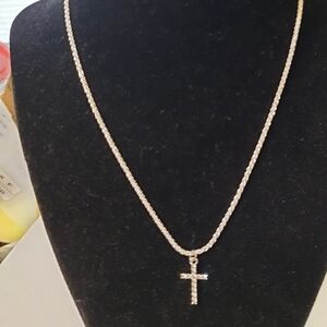 Elegant Silver Color Cross Pendant Necklace